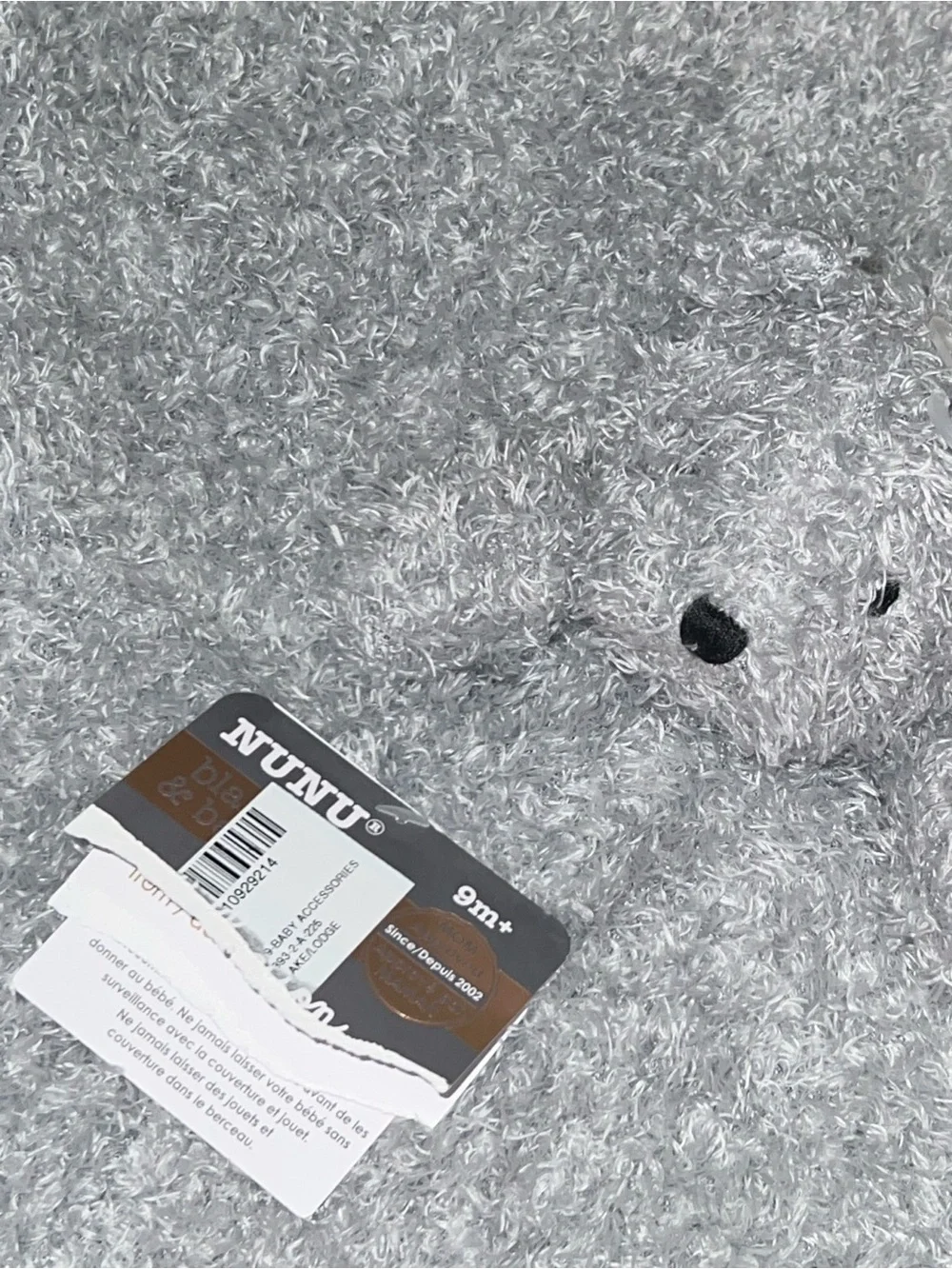Blankets and Beyond  Lovey Shaggy Gray Bear Security Blanket  Nunu